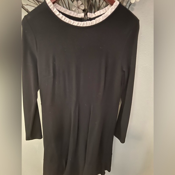 LOFT black long sleeve dress with white ruffle collar size 10, worn once - Picture 2 of 3